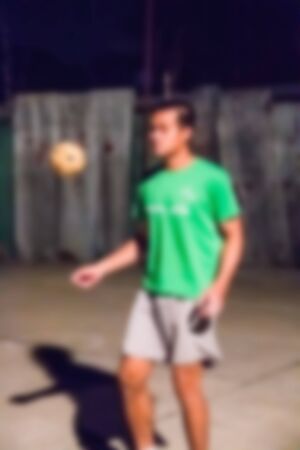 soft focus rattan ball action take by lens blurの写真素材