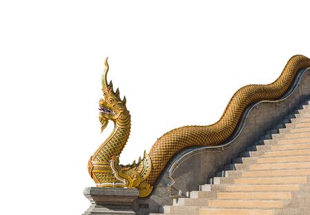 naga statue with stair on white backgroundの写真素材