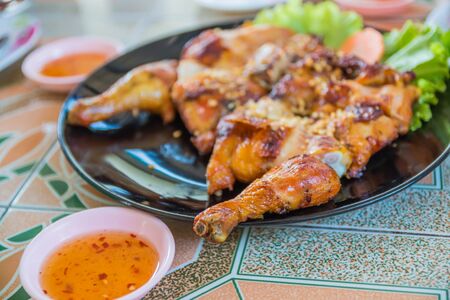 grilled chicken with sauceの写真素材