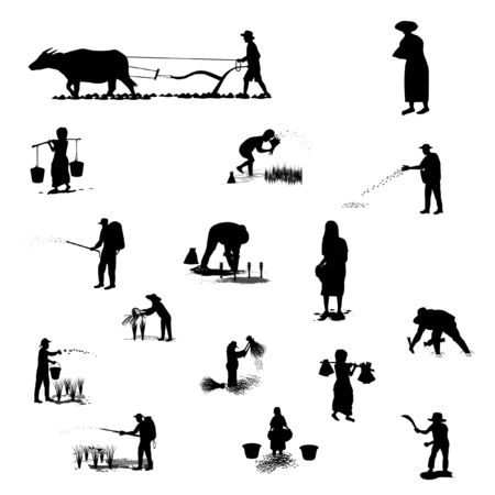 lifestyle of farmer shape vector designのイラスト素材