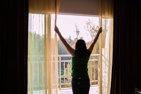 one lady at balcony