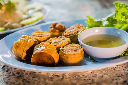 appetizer food with sauceの写真素材