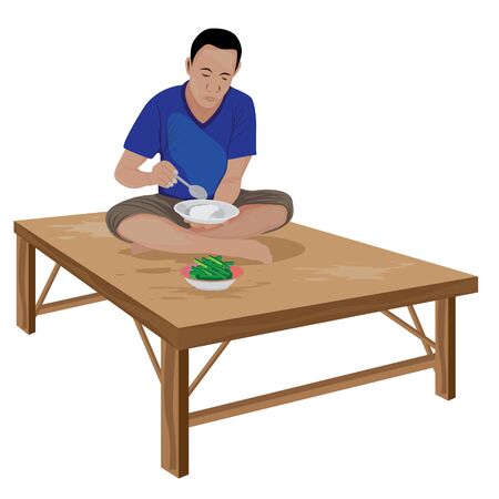 One man eating rice vector designのイラスト素材