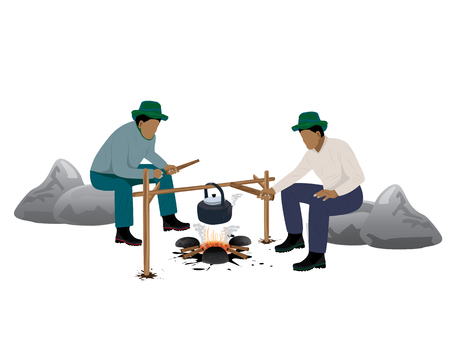 Two man cartoon camp vector designのイラスト素材