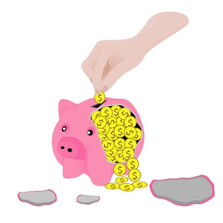 save money in piggy bank vector designのイラスト素材
