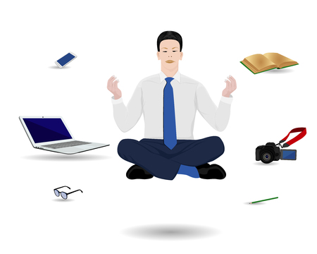 A man meditating before work vector designのイラスト素材