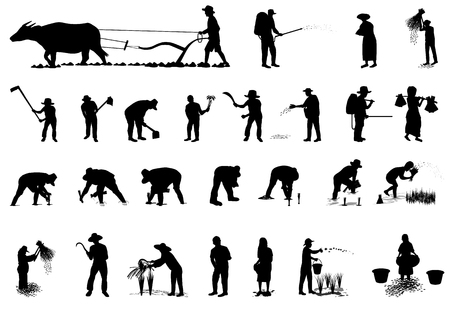 silhouette farmer shape vector designのイラスト素材