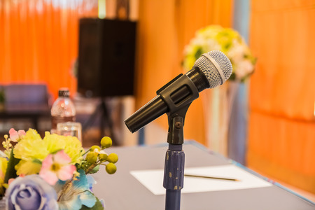 microphone in meeting roomの写真素材