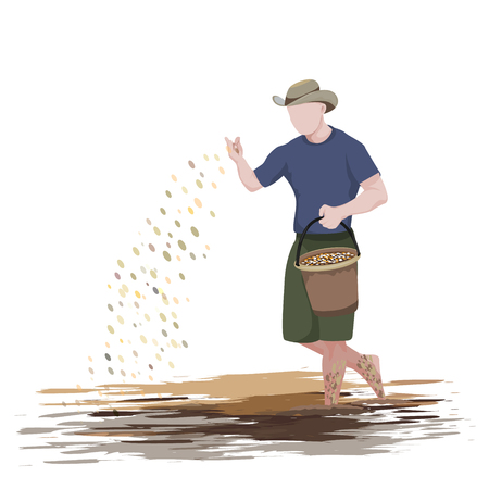 farmer shape sowing rice vector designのイラスト素材