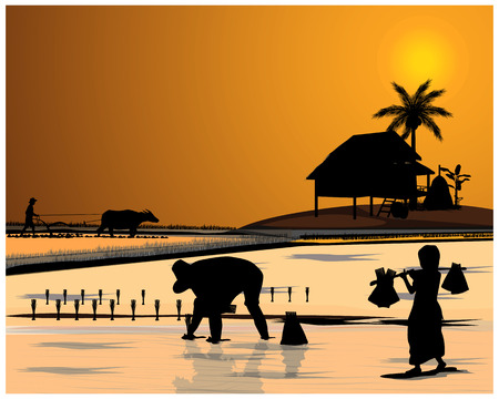 silhouette farmer shape vector designのイラスト素材