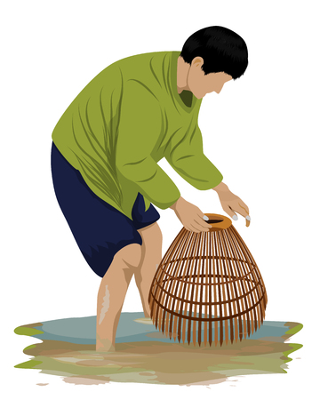 agriculturist find fish vector designのイラスト素材