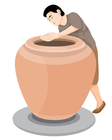 one man with jar vector designのイラスト素材