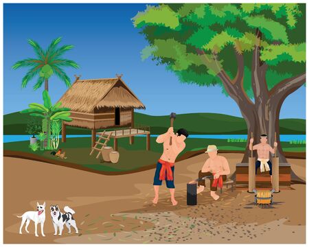 lifestyle of people at countryside vector designのイラスト素材