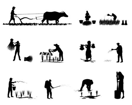 silhouette farmer shape vector designのイラスト素材