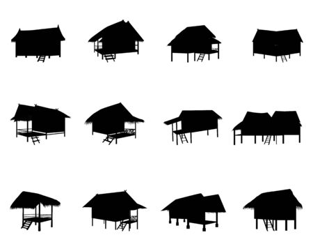 silhouette straw hut vector designのイラスト素材
