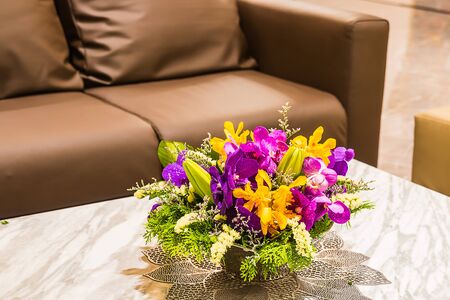 beautiful flower on table in living roomの写真素材
