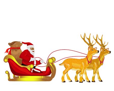 santa claus with deer vector designのイラスト素材