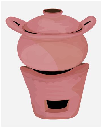 Tom yam pot with stove vector designのイラスト素材