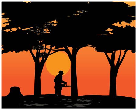 silhouette deforestation vector designのイラスト素材