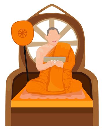 one monk in Buddhism edifing vector designのイラスト素材