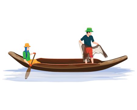 Freshwater fisherman cartoon vector designのイラスト素材