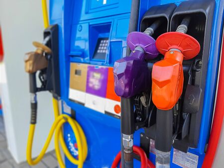Filling nozzle in gas stationの写真素材