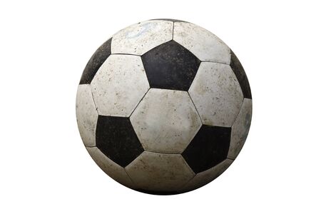 isolated old football on white backgroundの写真素材