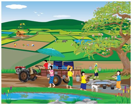 lifestyle of people at countryside vector designのイラスト素材