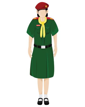 isolated girl scout on white backgroundのイラスト素材