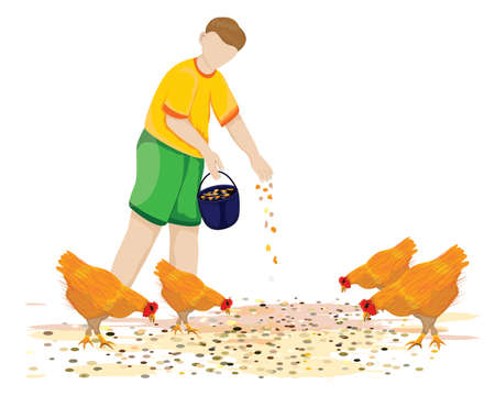 agriculturist feed chicken vector designのイラスト素材