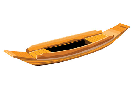 isolated wooden sampan on white background vector designのイラスト素材