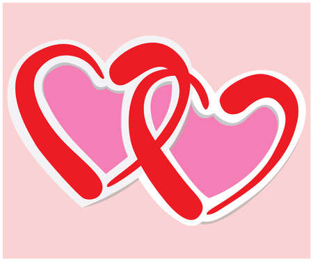 red twin heart vector designのイラスト素材