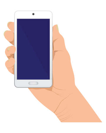 isolated hand and mobile phone on white background vector designのイラスト素材