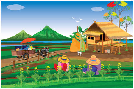 lifestyle of people at countryside vector designのイラスト素材