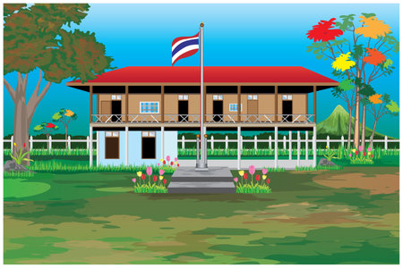 Thailand school building vector designのイラスト素材