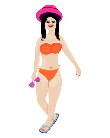 isolated lovely young woman on white background vector designのイラスト素材