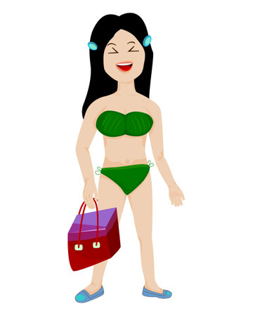 isolated lovely young woman with red box  on white background vector designのイラスト素材