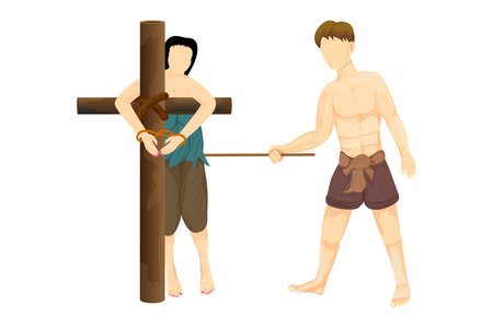 The ancient slavery cartoon shape vector designのイラスト素材