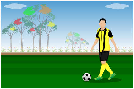 the player on football field vector designのイラスト素材