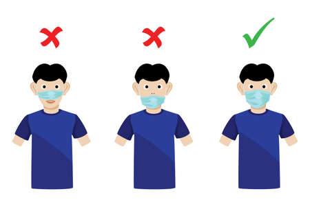 How to wear a mask vector designのイラスト素材