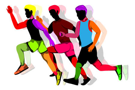 isolated colourful runner  on white background vector designのイラスト素材