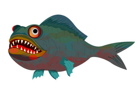 isolated piranha fish on white background vector designのイラスト素材