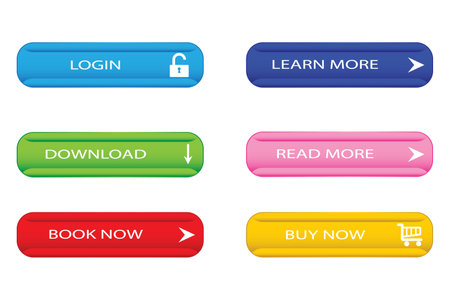 isolated colorful long round buttons on white background vector designのイラスト素材