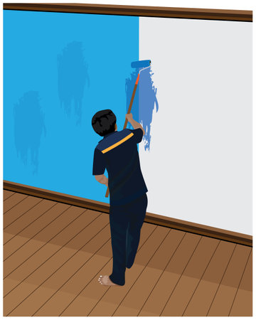 painter painting the wall vector designのイラスト素材