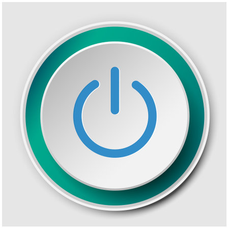 isolated green glass button with switch symbol vector designのイラスト素材