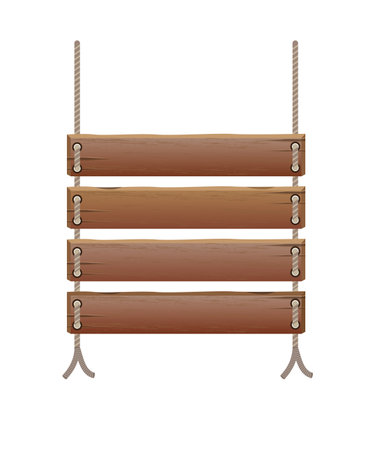 The wooden sign was hung by a rope.のイラスト素材