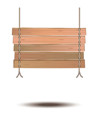 The wooden sign was hung by a rope.のイラスト素材