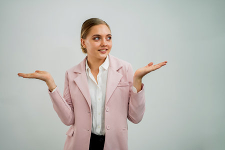 Portrait of a Beautiful Young Businesswoman Showing a Smiling Expression on the Success of Workの写真素材