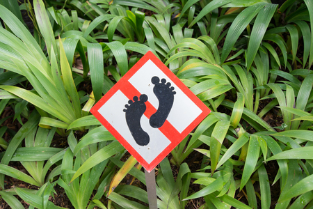 Please do not step into garden. Help us take care garden, please.の写真素材