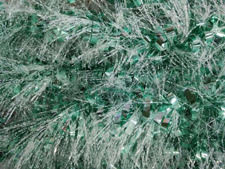 Artificial sparkling green pine tree macro for Christmas decorationの写真素材